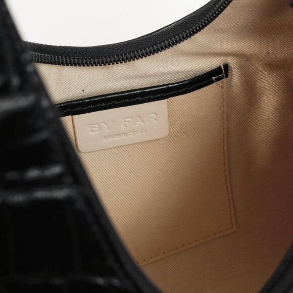 BY FAR Amber Baby Black Crocodile-Embossed Leather Shoulder Bag - Picture 11 of 11